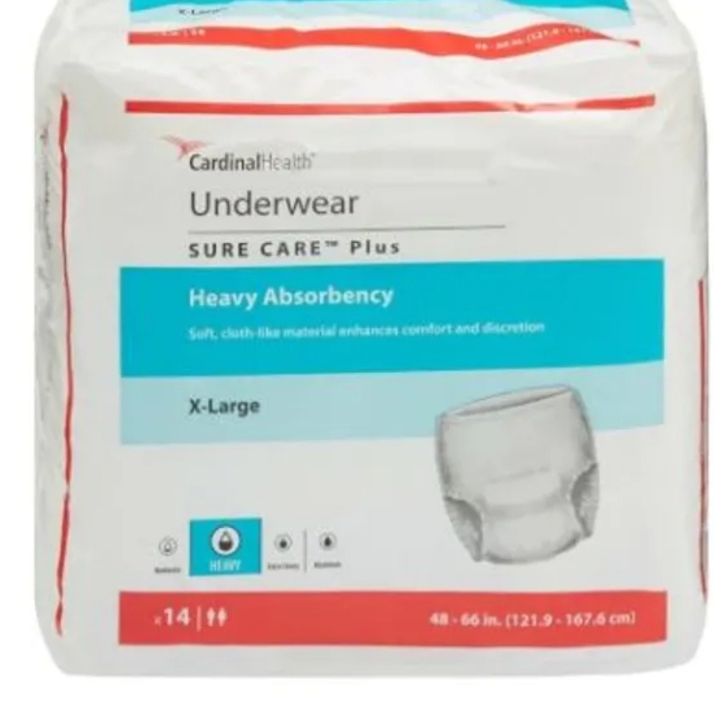 UNISEX Cardinal Health‎ Underwear Sure Care Plus Heavy Absorbency